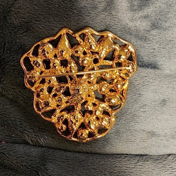 Nolan Miller Vintage Brooch Gold Tone. Rhinestone Pink and Purple Crystal. - Picture 2 of 8